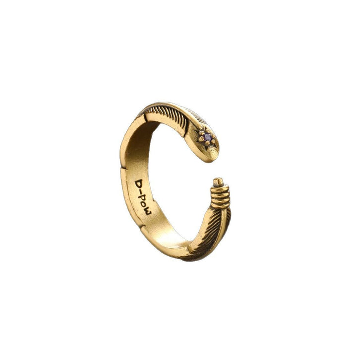 Wholesale Creative retro niche open ring with diamond inlay, vintage ring, personalized accessory