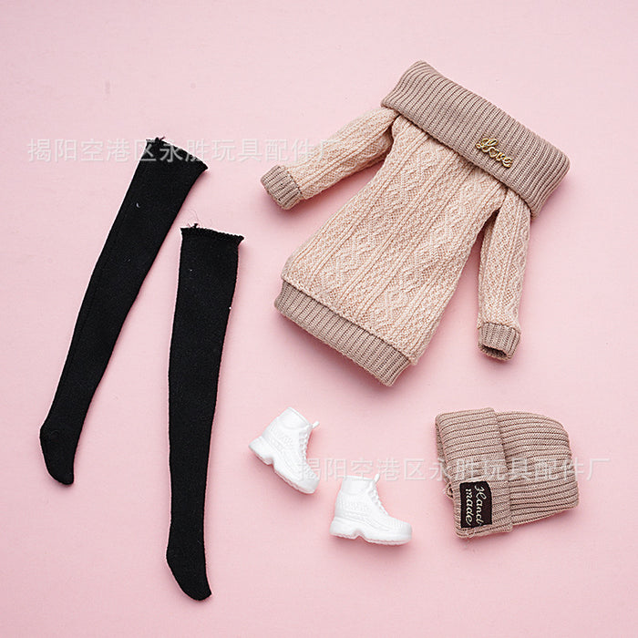 Wholesale  mini doll wool jumpsuit hat pants toy clothes
