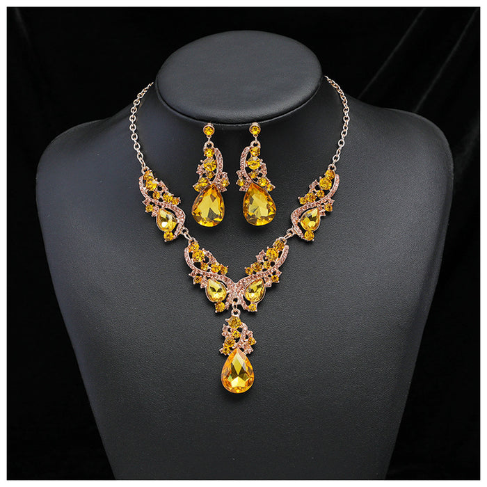 Wholesale exaggerated necklace earrings set for alloy plating jewelry dress