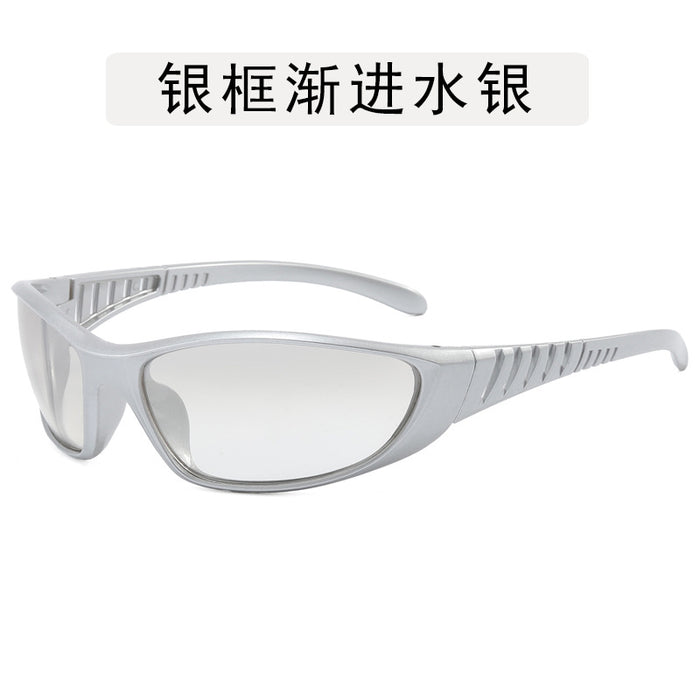 Wholesale Sports sunglasses, silver fashionable glasses, personalized cycling, futuristic, versatile sunglasses