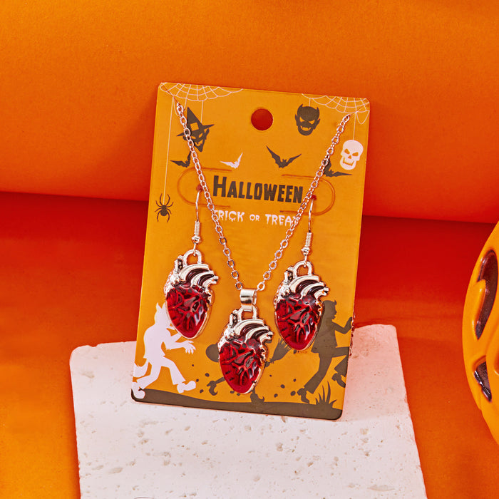 Wholesale  bleeding heart necklace and earrings set all-match ghost  jewelry
