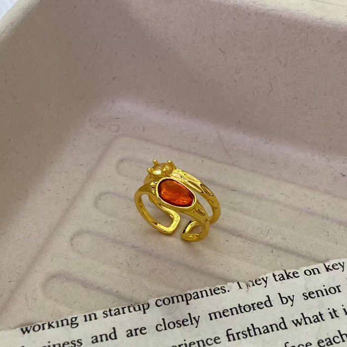 Wholesale  Golden Wire-drawing Ring Women's Index Finger Ring Opening