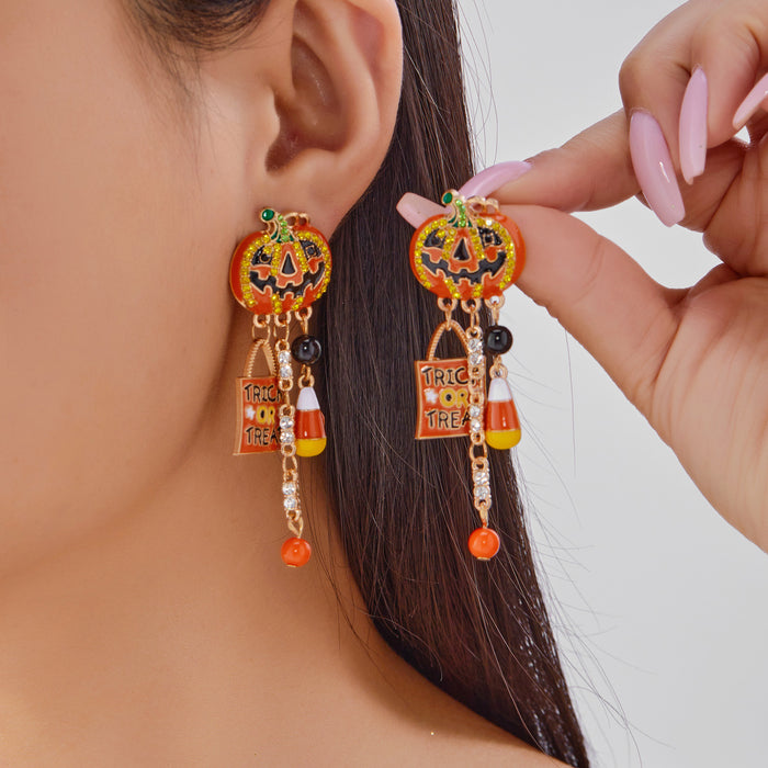 Wholesale  Earrings Fashion Creative  Painting Oil Flower Skull Ear Hook Earrings