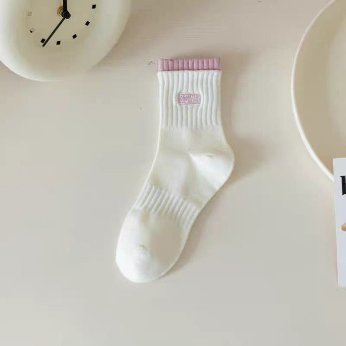 Wholesale Socks, white socks, double ribbed new style, mid length socks, cotton socks, breathable