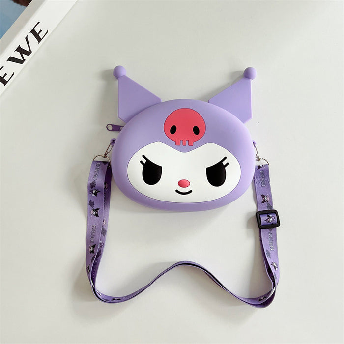 Wholesale  large wallet cartoon children's silicone bag  coin purse with lanyard