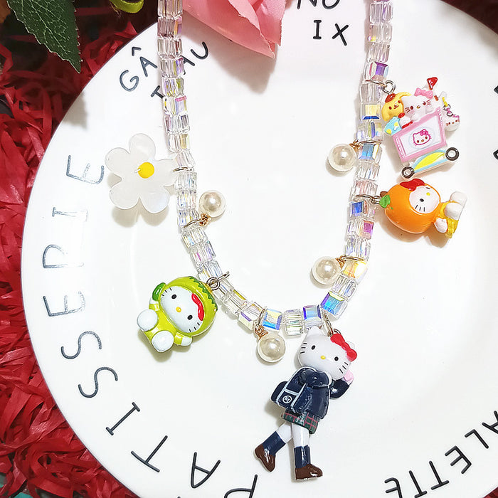Wholesale Biling Shiny Crystal Necklace Elegant Cat Resin Cartoon Short Necklace Neck Chain for Women