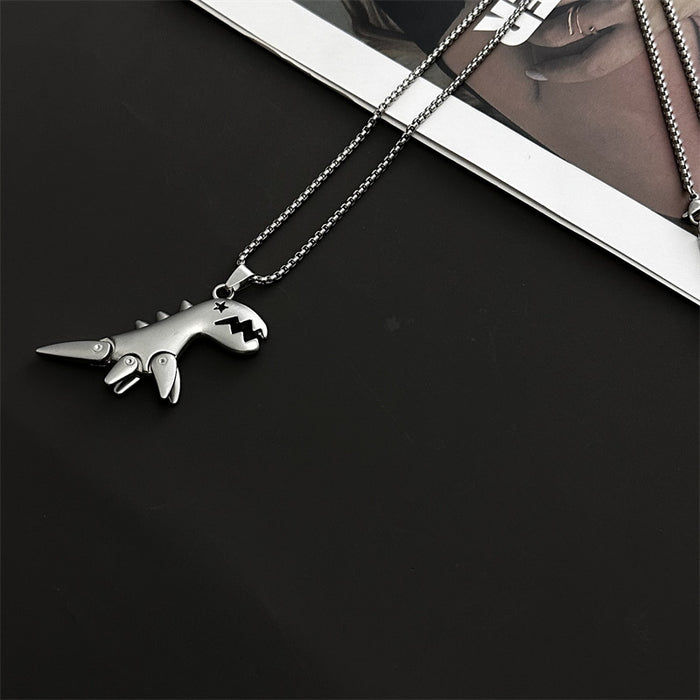 Wholesale Cartoon Fashion Titanium Steel Dinosaur Necklace Sweater Pendant JDC-NE-Hanbo003