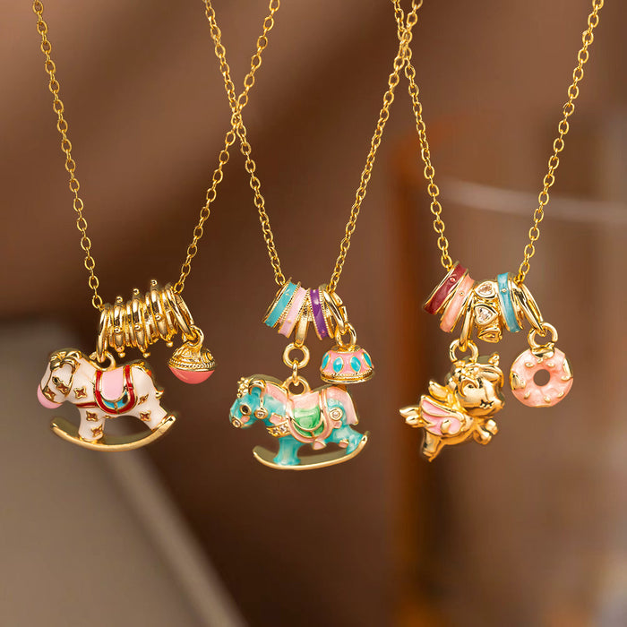 Wholesale Enamel Rocking Horse choker necklace