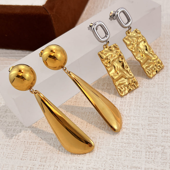 Wholesale Stainless Steel Geometric Teardrop Luxury Earrings