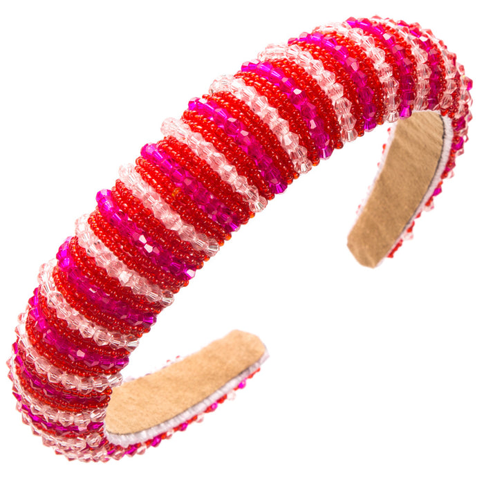Wholesale Crystal color-blocked pink Valentine' s Day headband