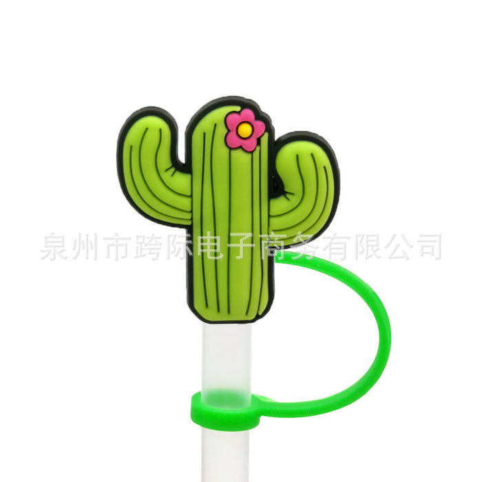 Wholesale 10pcs Silicone Plant Cartoon Straw Cover JDC-SCR-KuaJ005