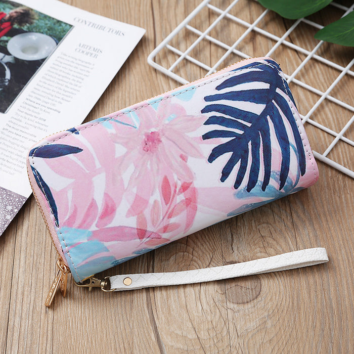 Wholesale Ladies Long Printed Double Zipper Wallet JDC-WT-MeiSQ004