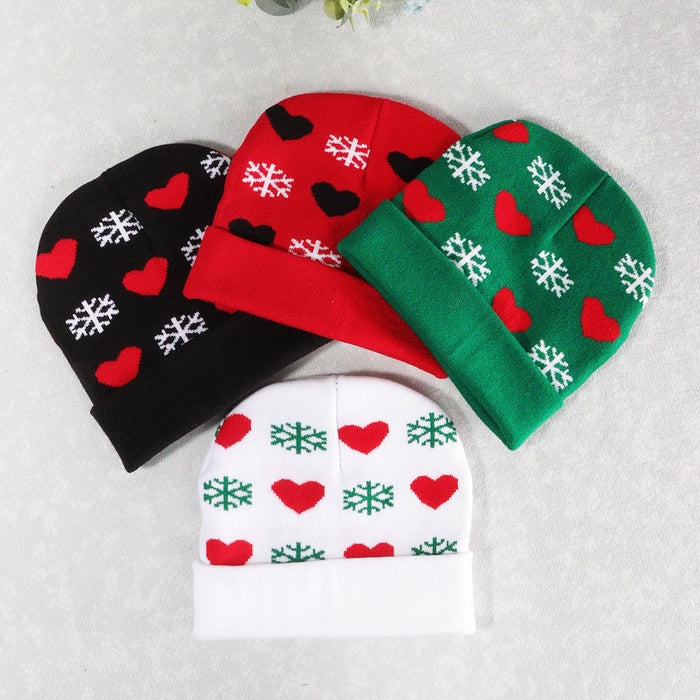 Wholesale Autumn and Winter Jacquard Hat Snowflake Heart Christmas Beanie JDC-FH-JunL005