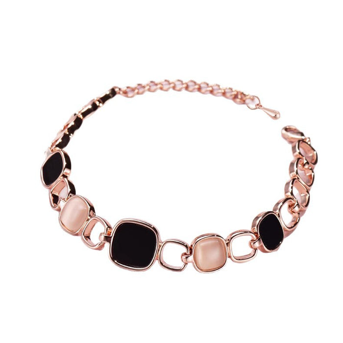 Wholesale Acrylic Moonstone Geometric Square Diamond Set Bracelet