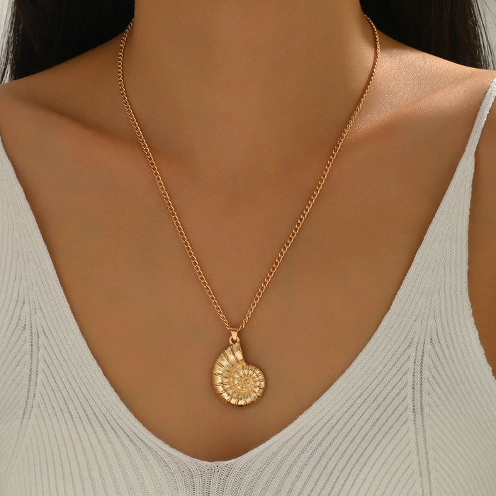 Wholesale Niche Design Shell Wave Necklace Fashion Drip Oil Conch Collar Chain