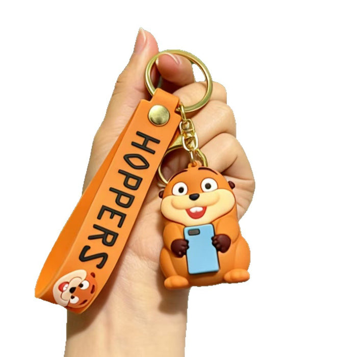 Wholesale Silicone PVC Cartoon Beaver Keychain Bag Charm Decorative Gift for Kids MOQ≥2