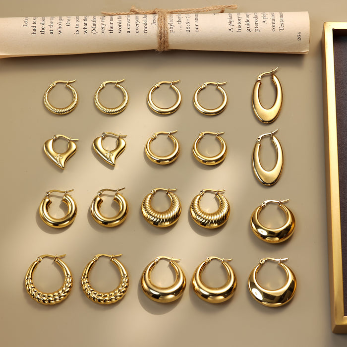 Wholesale Stainless steel geometric solid smooth earrings are fashionable, simple, and high-end ear loops and accessories