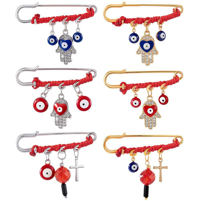 Wholesale Devil' s Eye brooch,  simple palm pin,  creative eye cross pendant,  blue eye heart brooch