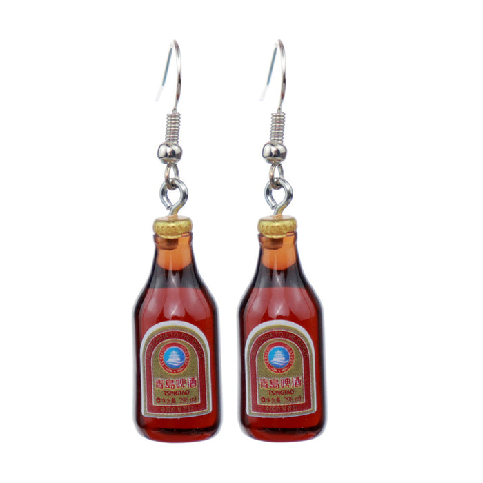 Wholesale Cartoon Beverage Bottle Resin Earrings JDC-ES-niqing021