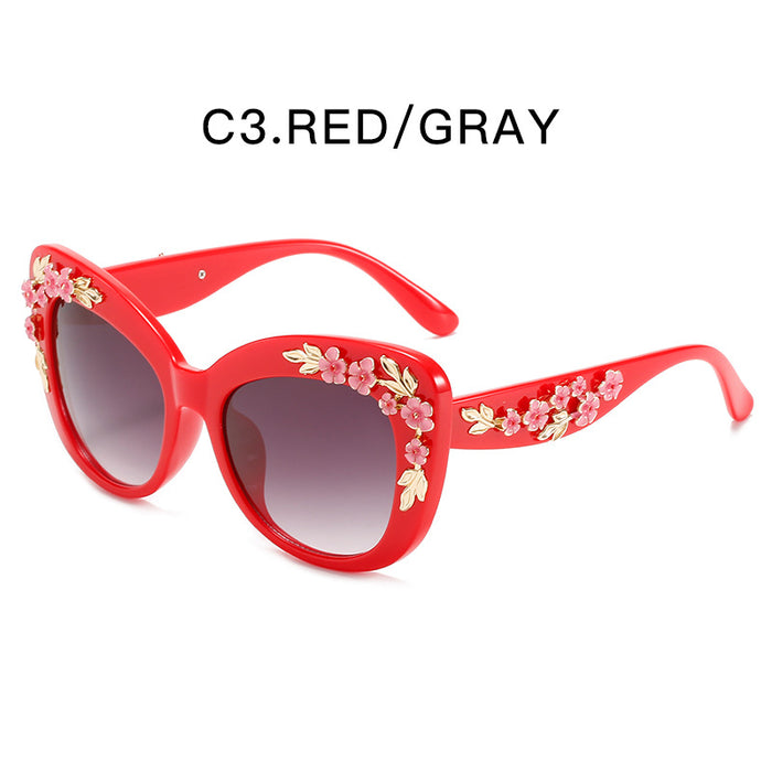 Wholesale Cat-Eye Floral Gradient Sunglasses