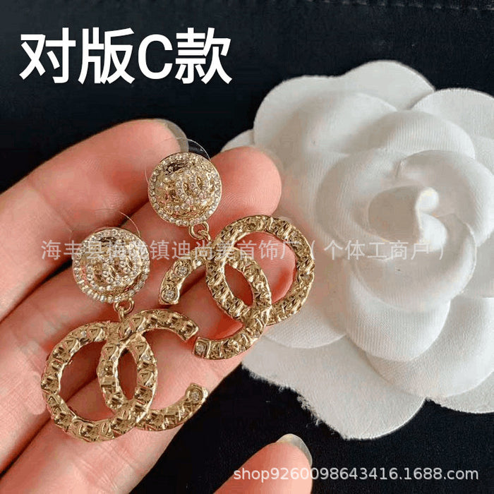 Wholesale Double-C Pearl Earrings 925 Silver Needle Studs