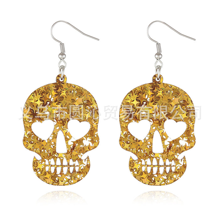 Wholesale Star sequins acrylic earrings women' s simple personality  skull pendant plate earrings