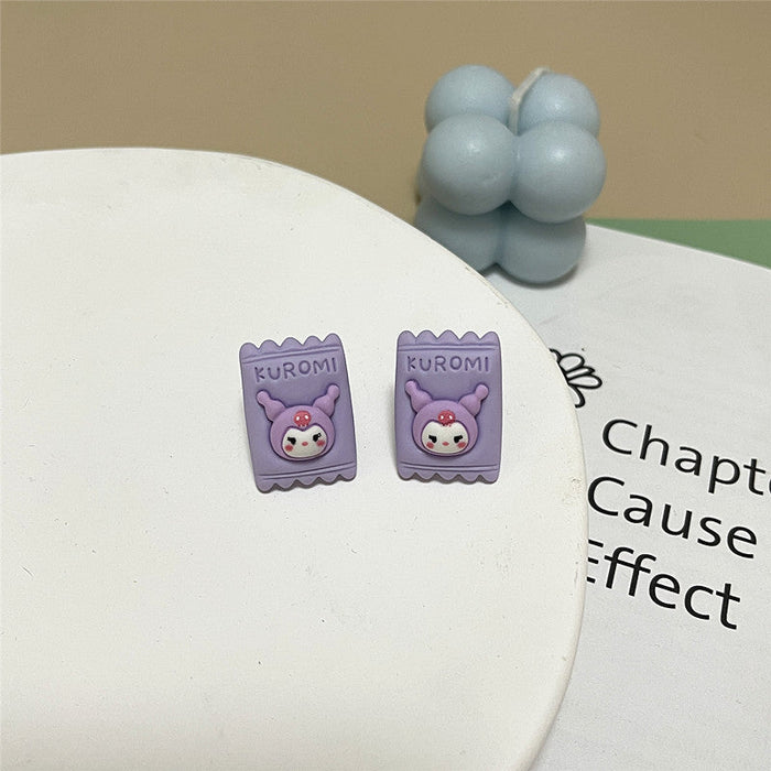 Wholesale Resin Earrings Simple Cartoon Candy Shape (S) JDC-ES-shier006