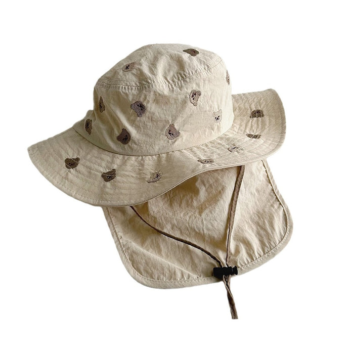 Wholesale Quick drying thin children's sunshade hat for travel, baby big brim neck protection, sun protection fisherman hat
