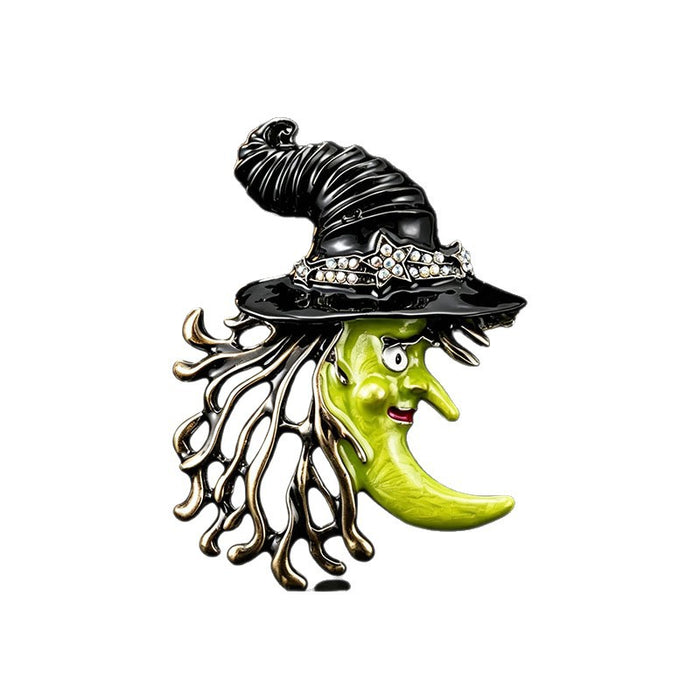 Wholesale Stylish  Witch Hat Star Rhinestone Brooch Pin Zinc Alloy Fashion Accessory
