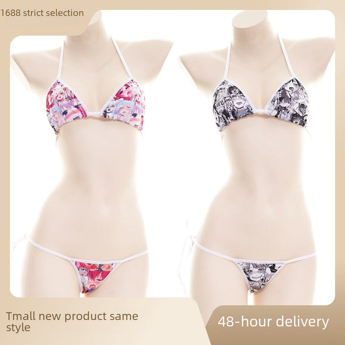 Wholesale Sexy and personalized cartoon bikini set with printed straps, underwear, pajamas