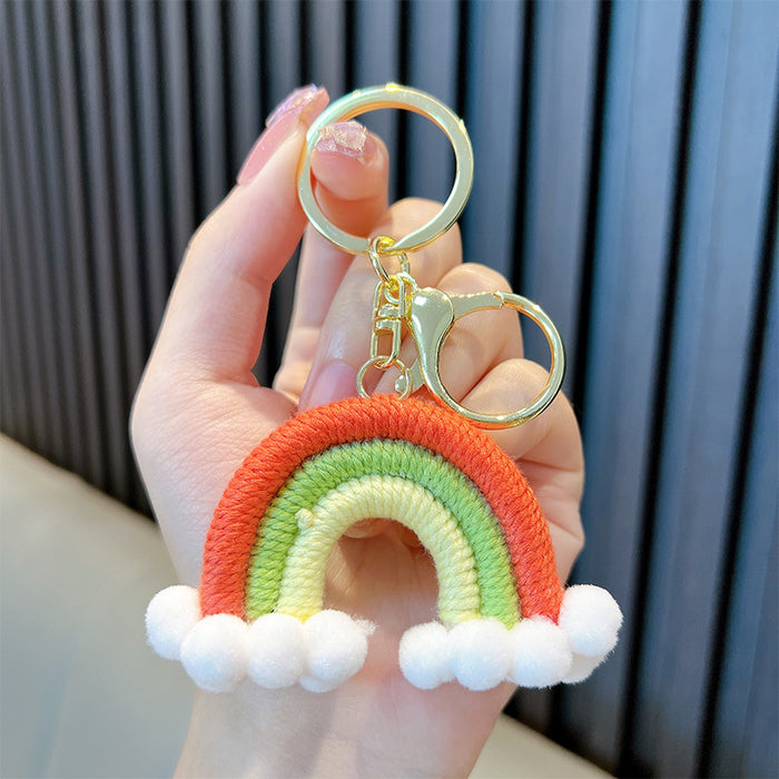 Wholesale Woven Cotton Thread Rainbow Cloud Keychain JDC-KC-WoA042