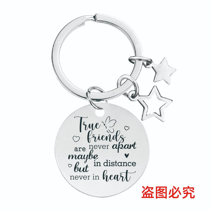 Wholesale Five-pointed Star Stainless Steel Keychain JDC-KC-GangGu050