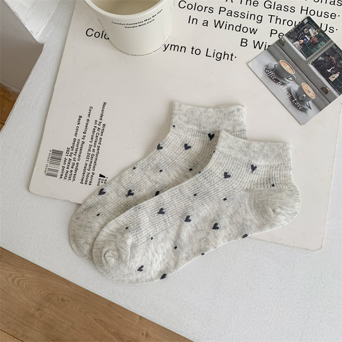 Wholesale Socks, thin, heart-shaped, breathable, sweat absorbing, cotton socks, versatile boat socks