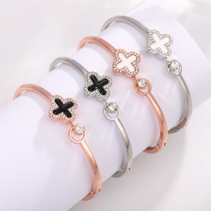 Four-leaf Clover Diamond Bracelet High-end Sense Bracelet Zircon Open Bracelet Wholesale