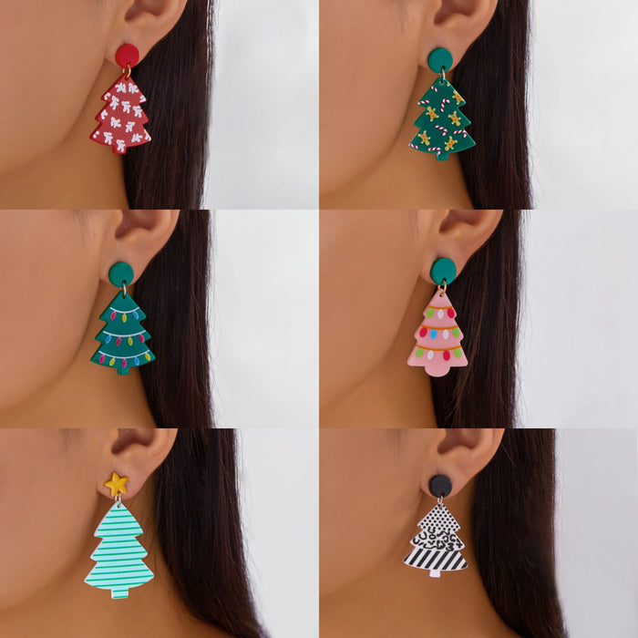 Wholesale Christmas series earrings Nutcracker  lights Christmas tree elk cane acrylic earrings