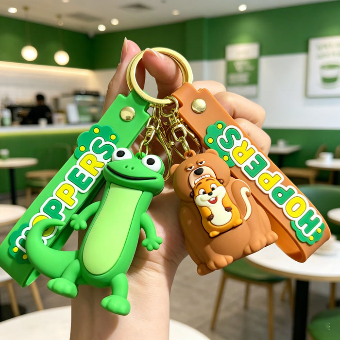 Wholesale Cartoon Beaver Transformation Keychain Silicone PVC Bag Charm Gift