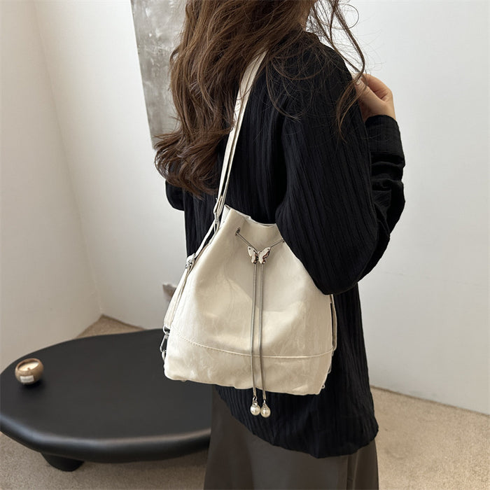 Wholesale Niche design chain backpack with fashionable texture, bucket bag, crossbody single shoulder bag