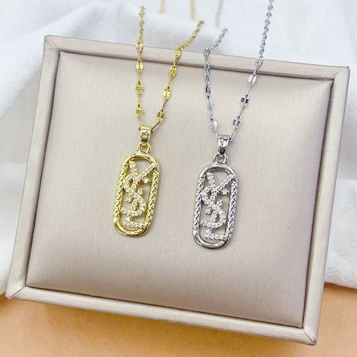 Wholesale Square Letter Pendan Elegant Clavicle Necklaces