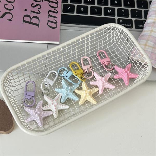 Wholesale Cute 3D Starfish Keychain Cartoon Bag Charm Gift Summer Accessory