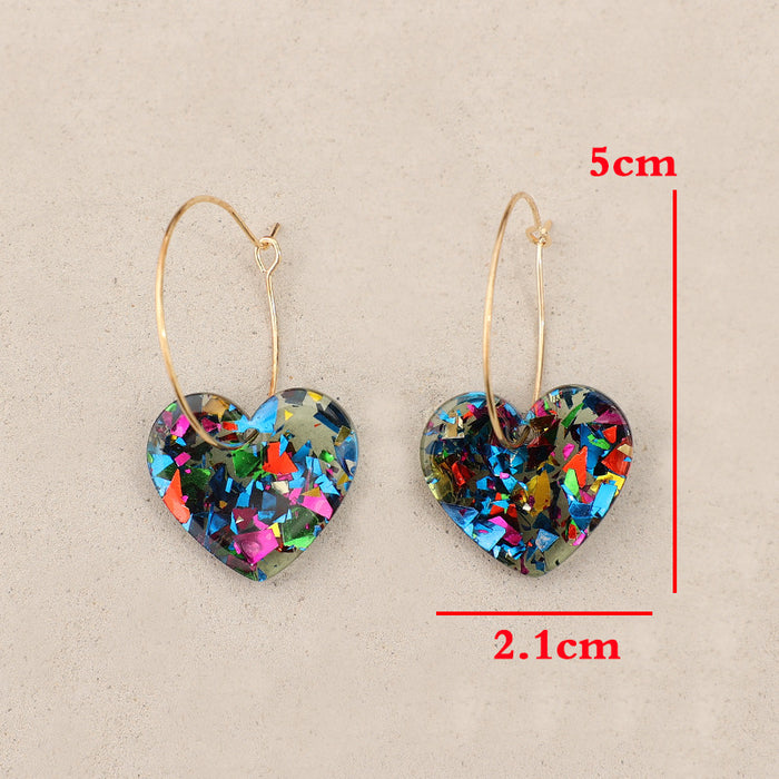 Wholesale Sparkling transparent heart-shaped multi-color women's earrings and earrings