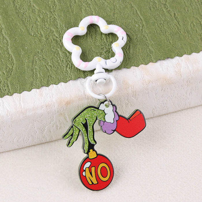 Wholesale Cartoon Christmas series funny acrylic keychain fashionable personality antler pendant jewelry