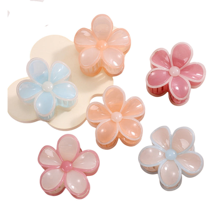 Wholesale Cream jelly contrasting flower hair clip, shark clip, half zip hair clip, hair accessory, head accessory