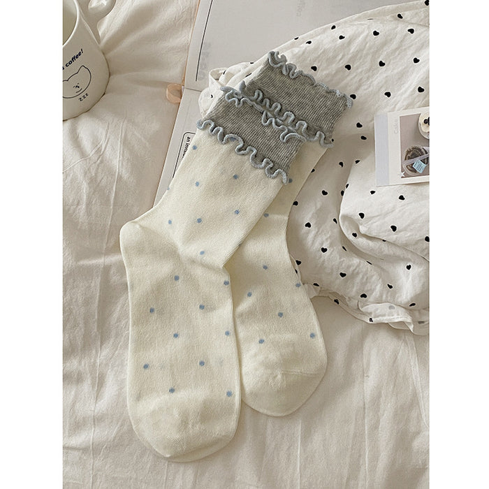 Wholesale Lace, double-layer fungus, edge, middle tube, socks, pile of socks, cotton