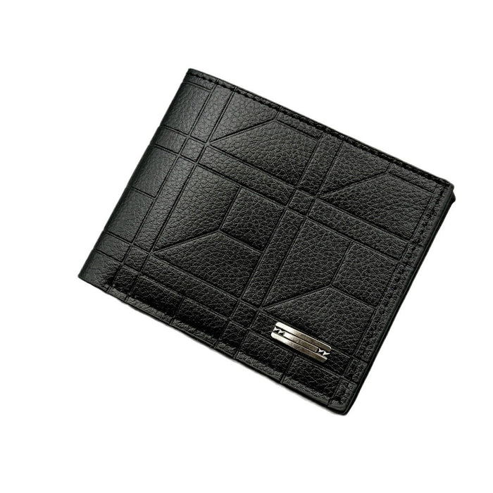 Wholesale Black Geometric Embossed PU Men' s Wallet Stylish Everyday Accessory MOQ≥2