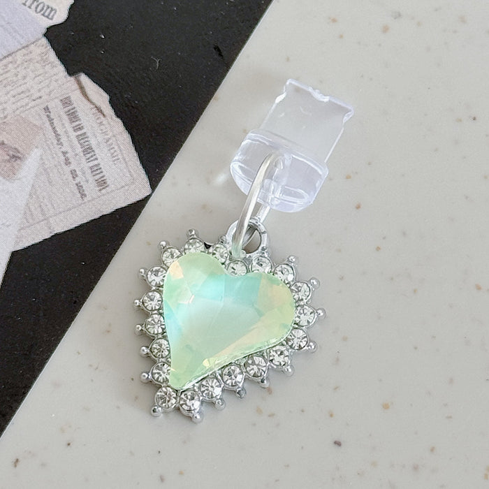 Wholesale Alloy full diamond heart crystal pendant Mobile Phone Stands charm