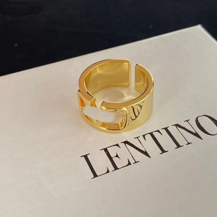 Wholesale Letter adjustable open ring fashionable niche design brass material ring
