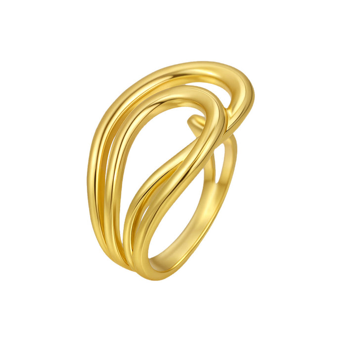 Wholesale New hollowed out line open ring with personalized and fashionable stainless steel electroplating and genuine gold color preservation ring