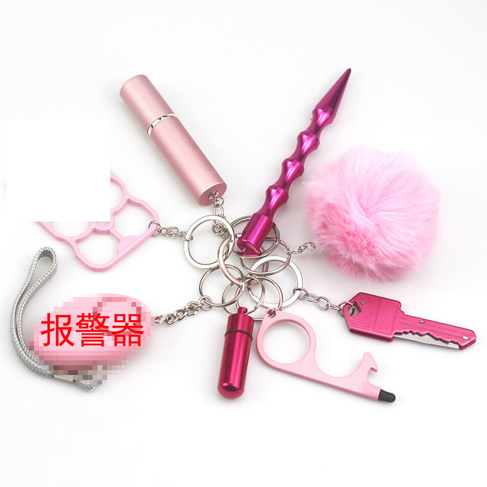 Wholesale Hair Ball Multifunctional Metal DIY 8-piece Keychain JDC-KC-TouMS081