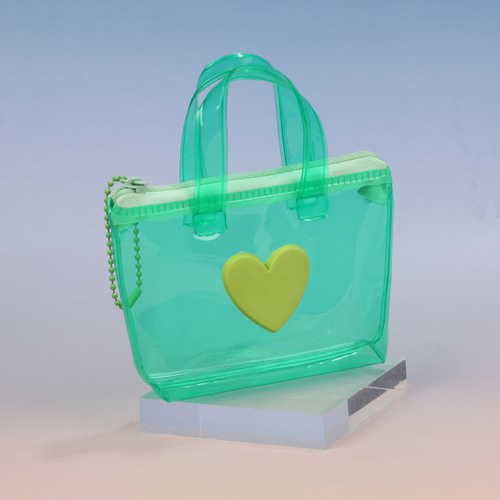 Wholesale Chic Heart Shaped Solid Pink Jelly Waterproof Coin Purse Earphone Bag Gift Pendant Storage Pouch For Everyday Use