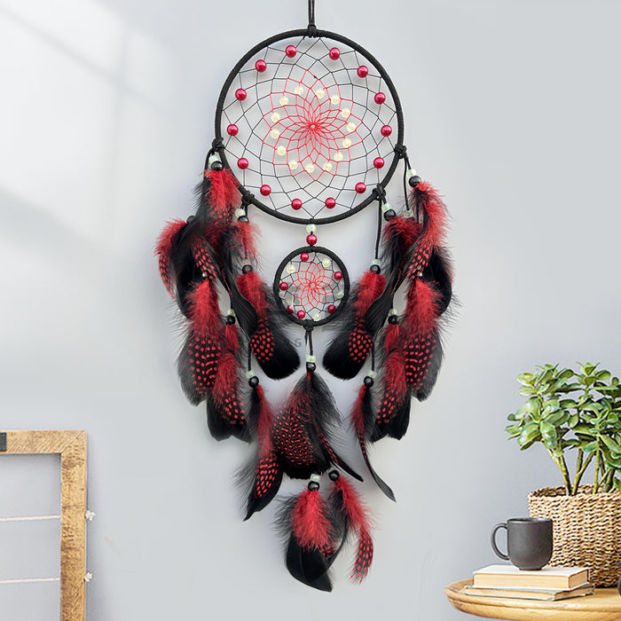 Wholesale Luminous Dreamcatcher Feather Wind Chime Home Decor MOQ≥2